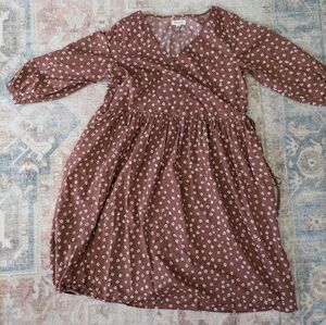 Tradlands Augusta Dress Plum Floral Faux Wrap - XS